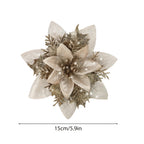 GlitterBloom Ornament 10 st – Luxe kerstbloemen voor een elegante boomdecoratie