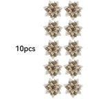 GlitterBloom Ornament 10 st – Luxe kerstbloemen voor een elegante boomdecoratie