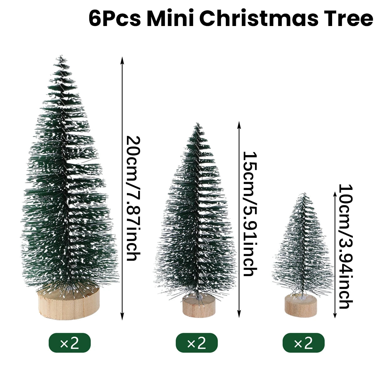 Festive mini trees - Breng in één keer warme kerstsfeer in huis met 8 mini kerstboompjes in verschillende formaten.