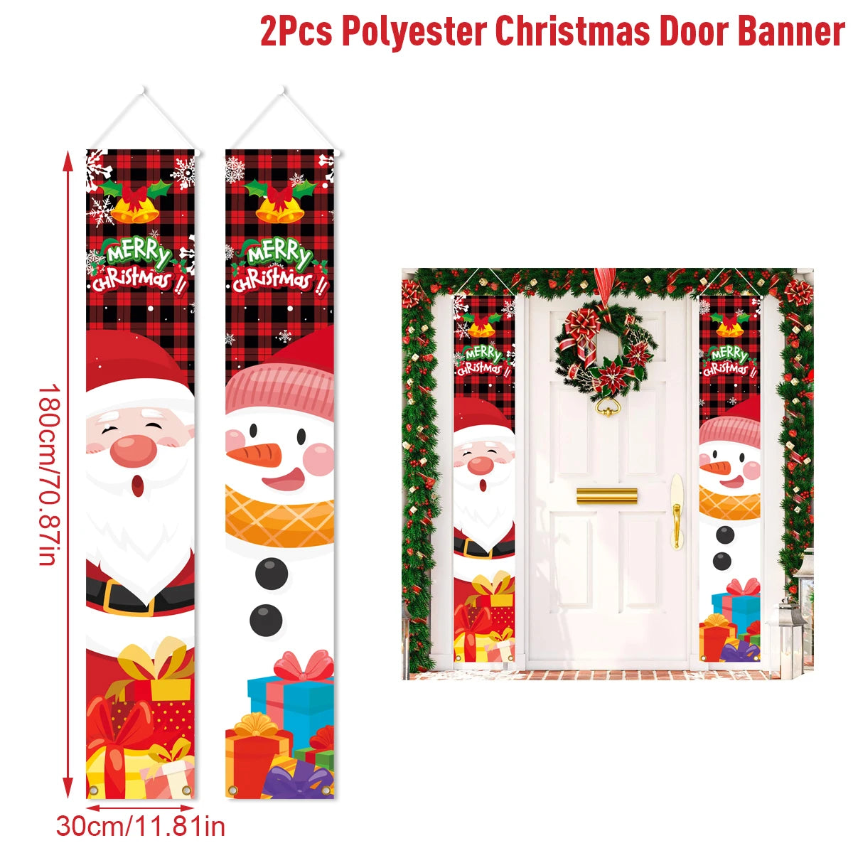 Kerst deurdecoratie banners - Geeft je voordeur of raam een feestelijke kerstuitstraling.